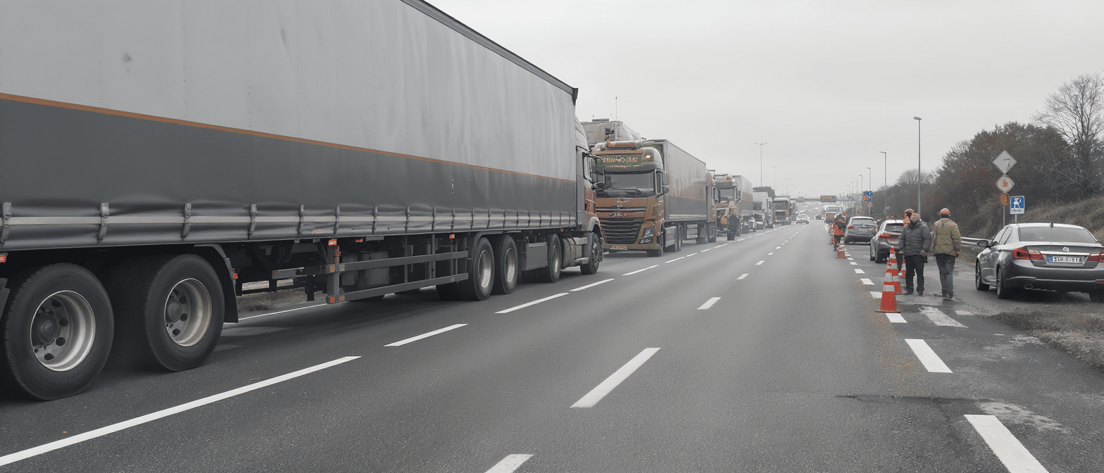 des routiers du sud de lyon bloquent partiellement l'autoroute a7 pour protester contre la hausse des prix du carburant, impactant la circulation et attirant l'attention sur leurs revendications.