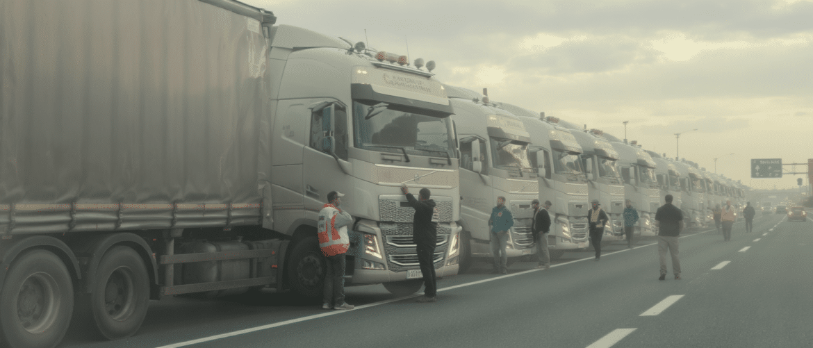 Hausse des prix du carburant : des routiers du sud de Lyon organisent un barrage filtrant sur l&rsquo;autoroute A7 pour manifester