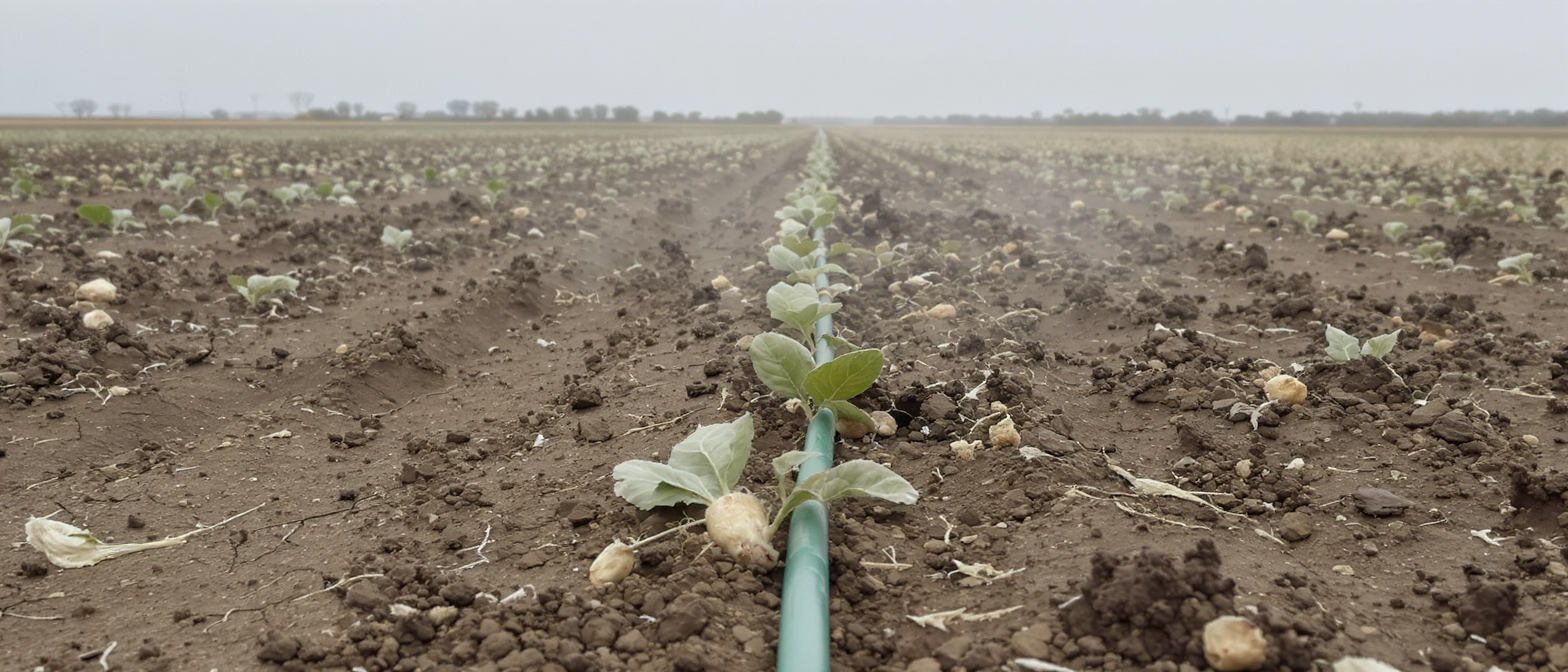 d&eacute;couvrez comment la s&eacute;cheresse extr&ecirc;me cause un effondrement de la production mara&icirc;ch&egrave;re, malgr&eacute; l'irrigation, avec des jeunes plants qui succombent aux conditions s&eacute;v&egrave;res.